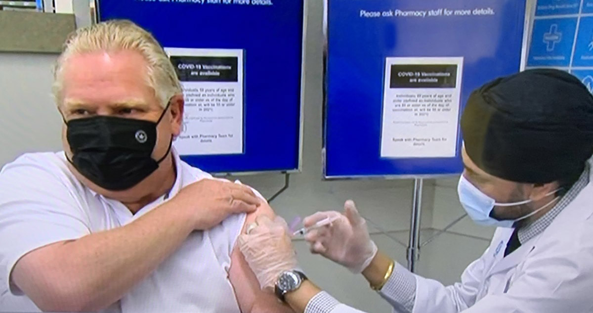 Premier Ford receives AstraZeneca COVID-19 vaccine at Toronto pharmacy