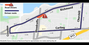 Ottawa Woodroffe Ave at Richmond closed for LRT work