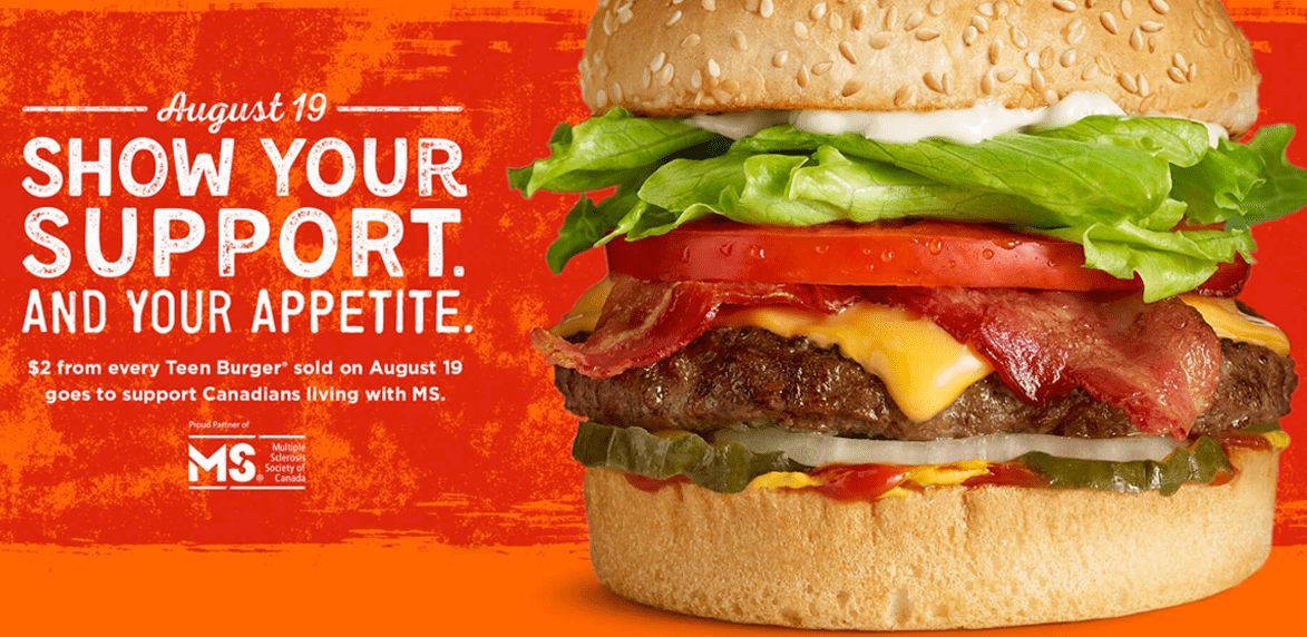 This Thursday A&W Teen Burger® sales help Canadians living with Multiple Sclerosis