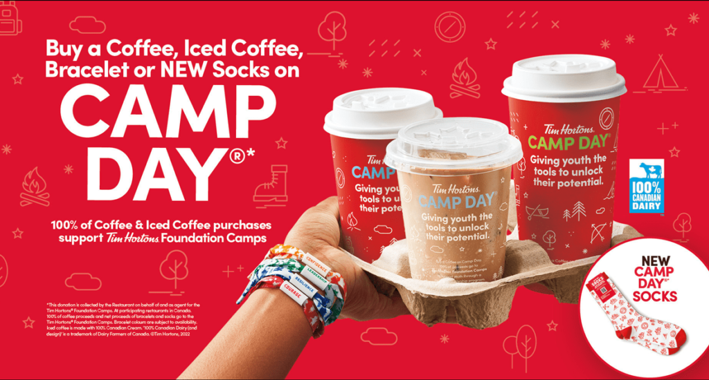 Tim Hortons Camp Day is TODAY and 100% of proceeds from hot and iced coffee go to Tim Hortons Foundation Camps