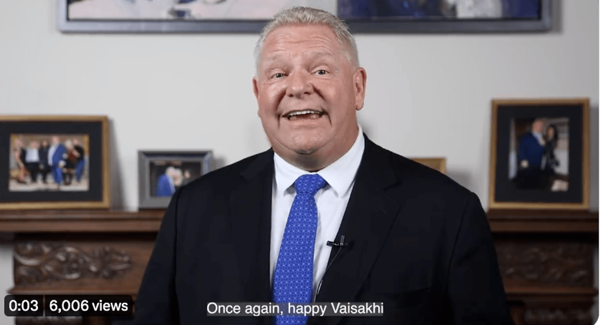 Premier Ford Vaisakhi message