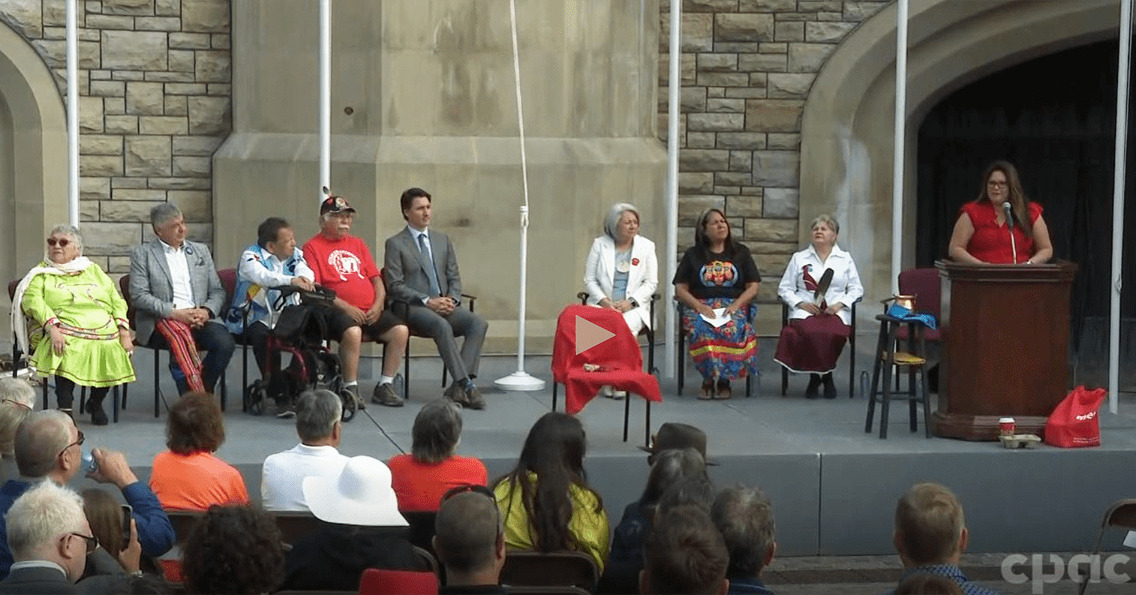 Flag raising at Parliament Hill for Indigenous Peoples Day