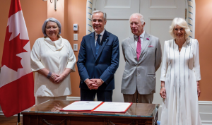 Prime Minister Carney welcoming Their Majesties The King and Queen to Canada